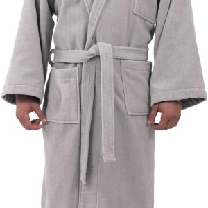 Pure Cotton Mens Terry Cloth Bathrobe Super Absorbent Spa Robe