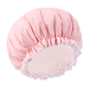 Reusable Shower Caps for Women, Pink Terry Cloth Lined Shower Cap Double Layer Reusable Bath Cap Waterproof Elastic Band Hair Cap for All Hair Lengths for Women Spa Home Salon Use(Pink)