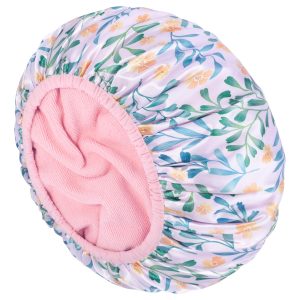 Shower Cap, Terry lined Reusable shower caps, Waterproof Large Shower Cap for Women, Hair cap Triple Layer Shower Caps for Long Thick Hair