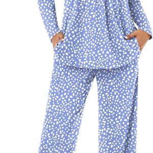 Women's Pajama Set, 2 Piece Lounge Outfits Sleepwear Fall Long Sleeve Long Pant With Pockets Ladies Pjs